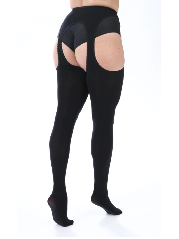 Pamela Mann Bodyfree 90 Denier Curvy Super Stretch Suspender Tights Black from Nice 'n' Naughty