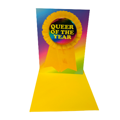 Queer Of The Year Greeting Card and Badge