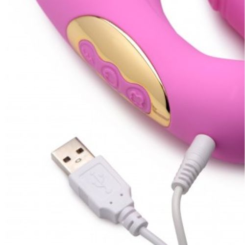 15X U-Pulse Silicone Pulsating & Vibrating Strapless Strap-on w Remote - Pink from Nice 'n' Naughty
