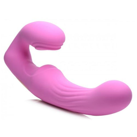 15X U-Pulse Silicone Pulsating & Vibrating Strapless Strap-on w Remote - Pink from Nice 'n' Naughty