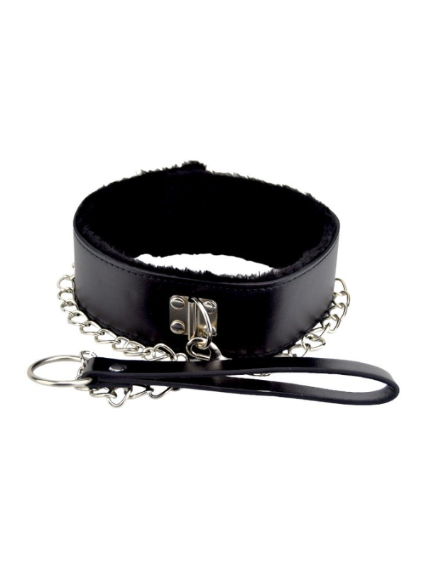 Bound to Please Furry Collar w Leash Black from Nice 'n' Naughty