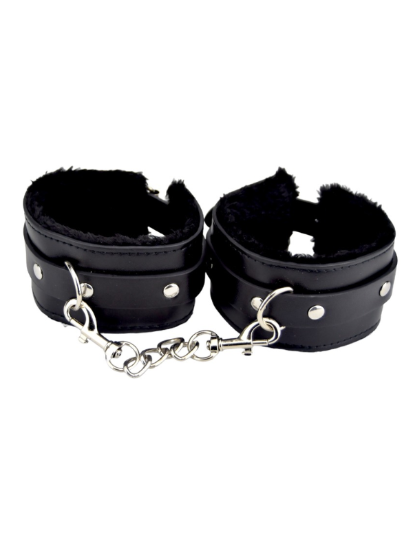 Bound to Please Furry Plush Wrist Cuffs Black from Nice 'n' Naughty