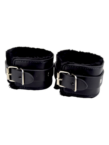 Bound to Please Furry Plush Wrist Cuffs Black from Nice 'n' Naughty