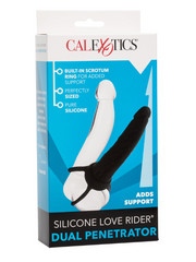 CalExotics Love Rider Silicone Dual Penetrator Strap On Black from Nice 'n' Naughty
