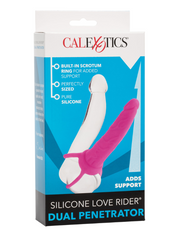 CalExotics Love Rider Silicone Dual Penetrator Strap On Pink from Nice 'n' Naughty
