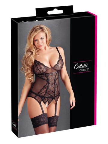 Cottelli Collection Cami Suspender Set Black from Nice 'n' Naughty