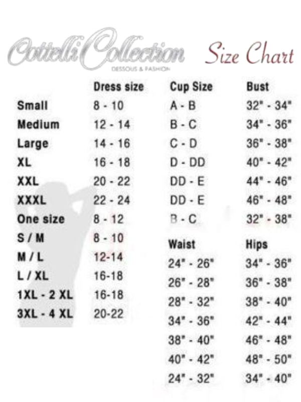 Cottelli Collection Size Chart from Nice 'n' Naughty