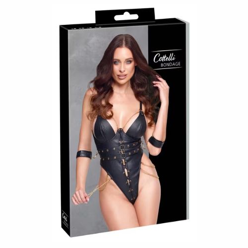 Cottelli Crotchless Bondage Body Black from Nice 'n' Naughty