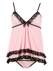 Cottelli Lingerie Babydoll and String Pink and Black from Nice 'n' Naughty