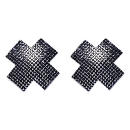 Cottelli Nipple Stickers Cross Black Nipple Pasties from Nice 'n' Naughty