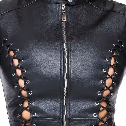 Cottelli Party Biker Laced 2pc Set Black from Nice 'n' Naughty