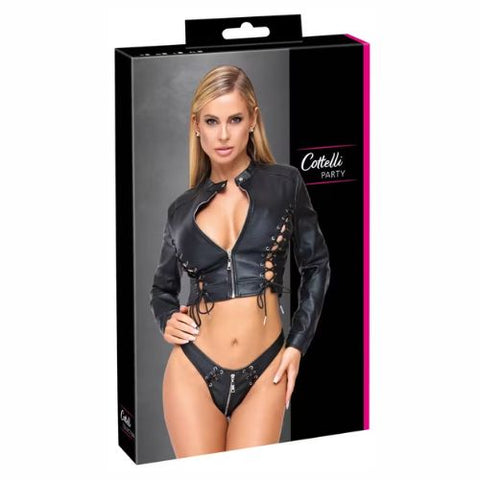 Cottelli Party Biker Laced 2pc Set Black from Nice 'n' Naughty