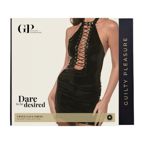 Guilty Pleasure Crave Lace Dress – Mini Dress with Laced Front & Zipped Low Back Black from Nice 'n' Naughty