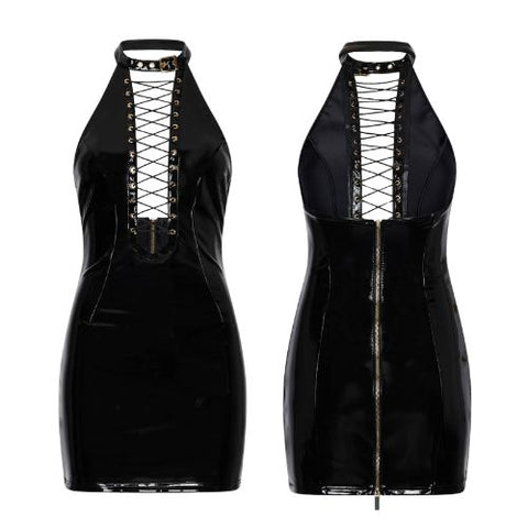 Guilty Pleasure Crave Lace Dress – Mini Dress with Laced Front & Zipped Low Back Black from Nice 'n' Naughty