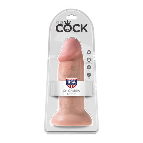 King Cock 10" Chubby Dildo Light Skin Tone from Nice 'n' Naughty