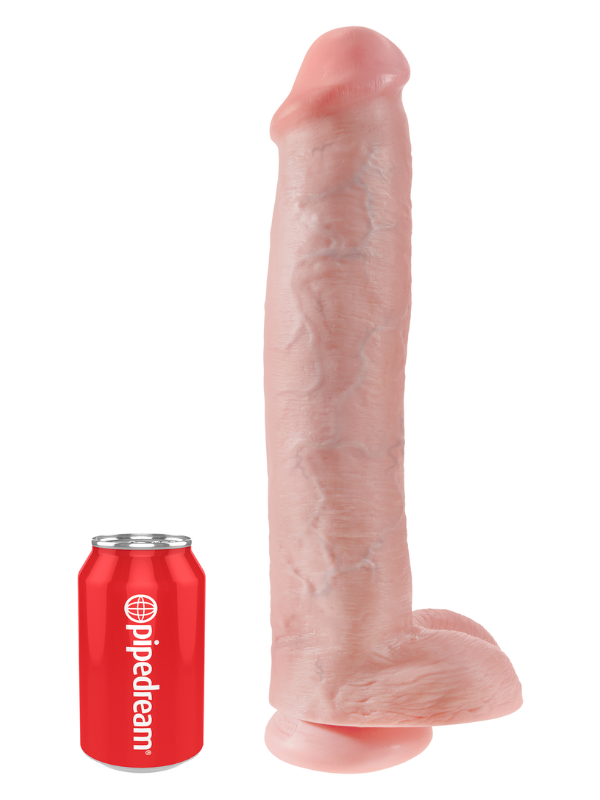 King Cock 15" Dildo with Balls Light Skin Tone from Nice 'n' Naughty