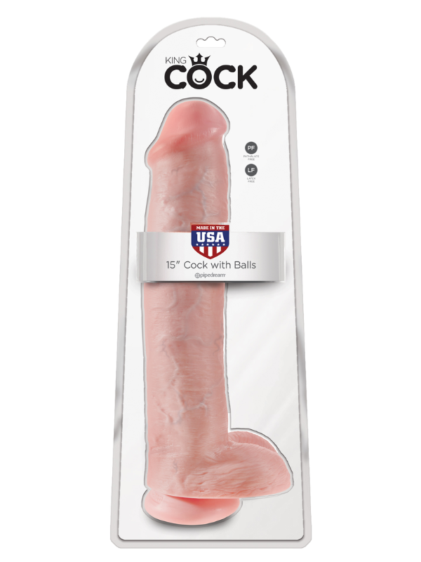 King Cock 15" Dildo with Balls Light Skin Tone from Nice 'n' Naughty
