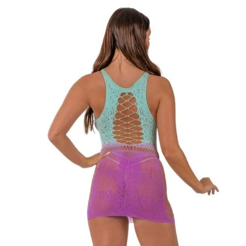 Lace by LJ Ombre Faux Lace Up Mini Dress from Nice 'n' Naughty