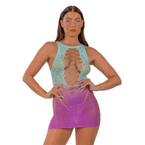 Lace by LJ Ombre Faux Lace Up Mini Dress from Nice 'n' Naughty