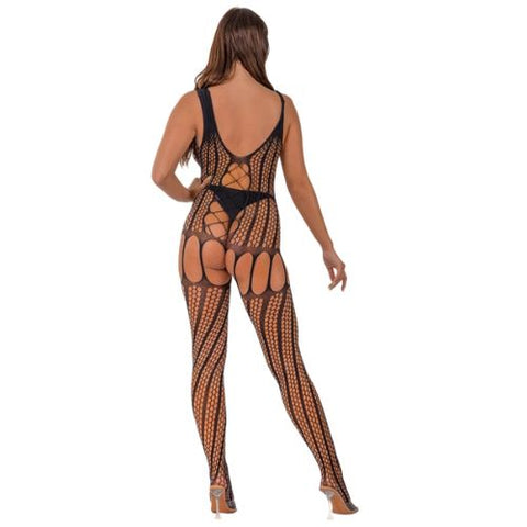 Lace by LJ Crochet Bodystocking with Lace Up Back Black from Nice 'n' Naughty
