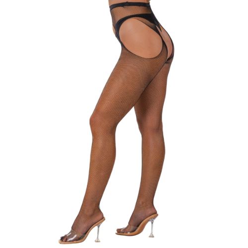 Lace by LJ Fishnet Crotchless Pantyhose Black from Nice 'n' Naughty
