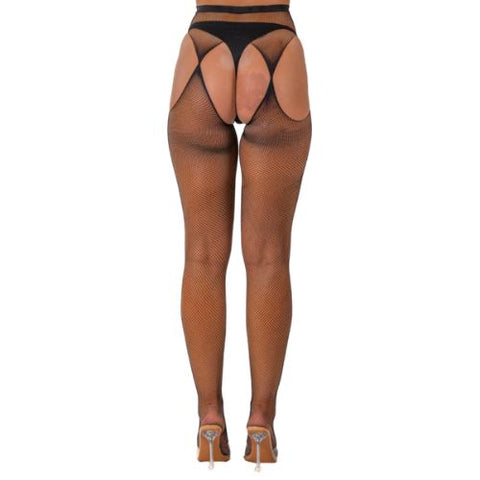 Lace by LJ Fishnet Crotchless Pantyhose Black from Nice 'n' Naughty