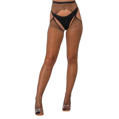 Lace by LJ Fishnet Crotchless Pantyhose Black from Nice 'n' Naughty