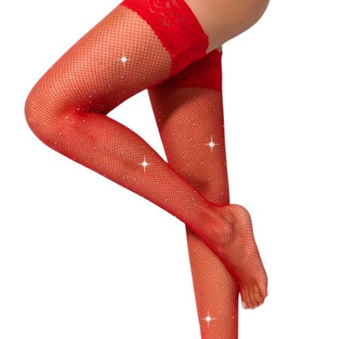 Lace by LJ Fishnet Thigh High Stockings with Rhinestones from Nice 'n' Naughty