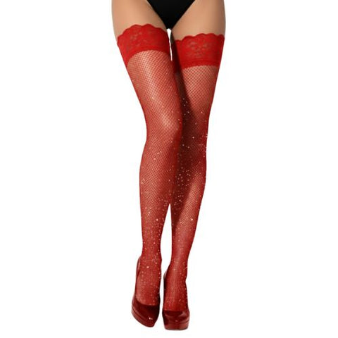 Lace by LJ Fishnet Thigh High Stockings with Rhinestones from Nice 'n' Naughty