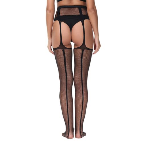 Lace by LJ Lace Up Suspender Tights Black from Nice 'n' Naughty
