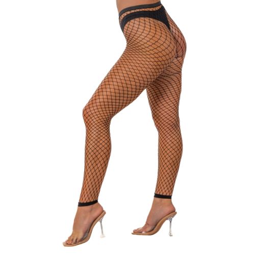 Lace by LJ One Size Industrial Net Footless Tights Black from Nice 'n' Naughty
