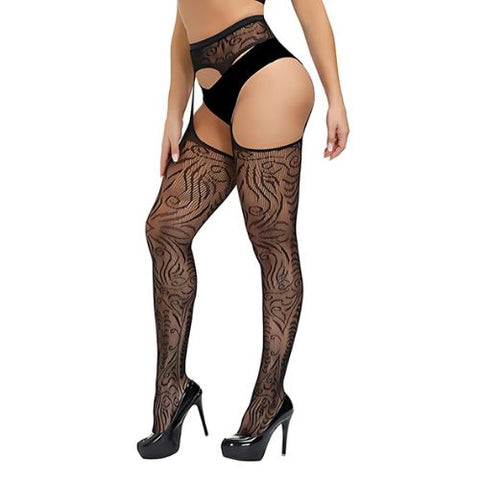 Lace by LJ Plus Size Suspender Pantyhose from Nice 'n' Naughty