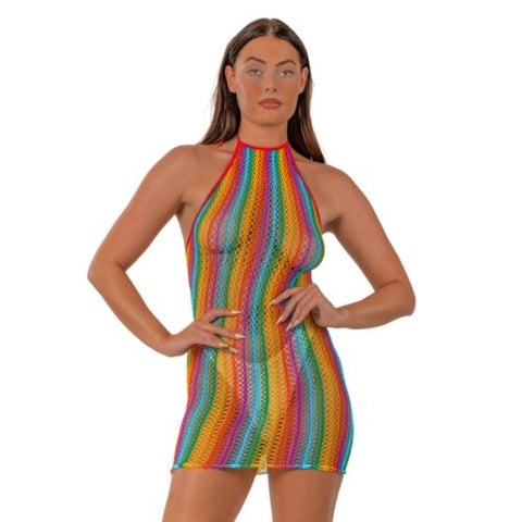 Lace by LJ Rainbow Halter Neck Dress from Nice 'n' Naughty