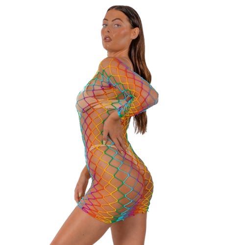 Lace by LJ Rainbow Long Sleeved Mini Dress from Nice 'n' Naughty 