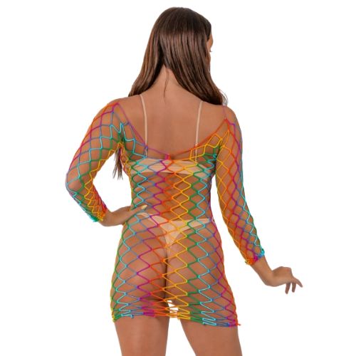 Lace by LJ Rainbow Long Sleeved Mini Dress from Nice 'n' Naughty 