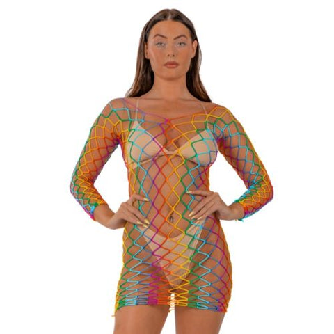 Lace by LJ Rainbow Long Sleeved Mini Dress from Nice 'n' Naughty 