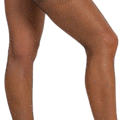 Lace by LJ Rhinestone Fishnet Crotchless Pantyhose Black from Nice 'n' Naughty