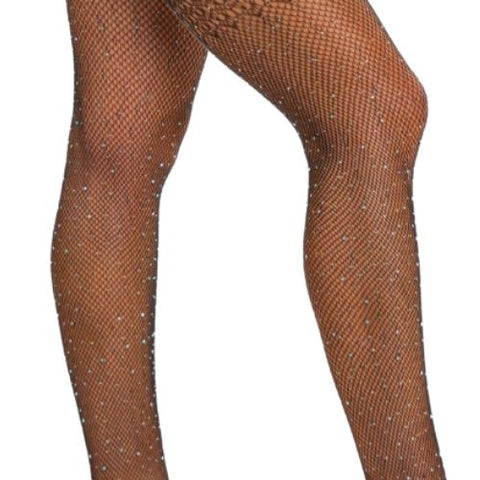 Lace by LJ Rhinestone Suspender Tights Black from Nice 'n' Naughty