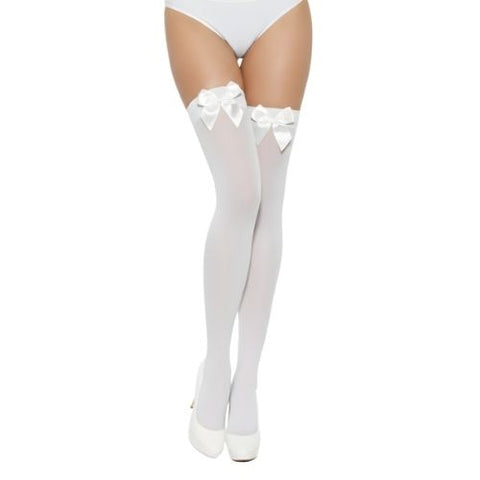 Lace by LJ Thigh High Stockings with Bow White from Nice 'n' Naughty