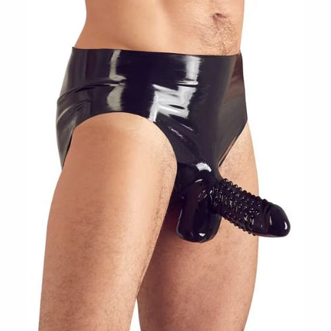 Late X Latex Pants With Penis Sleeve Black from Nice 'n' Naughty