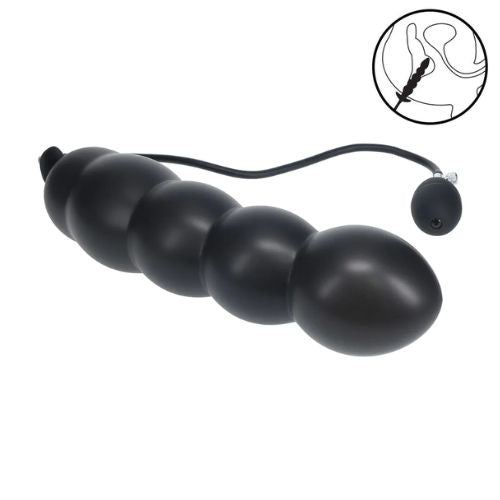 Levelz Beaded Inflatable Silicone Anal Plug Black from Nice 'n' Naughty