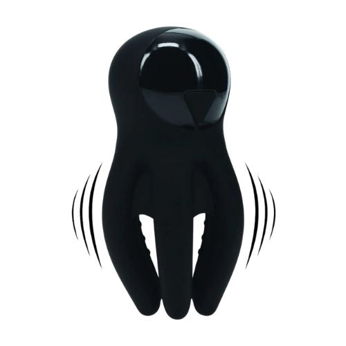 Levelz Digital Vibrating Silicone Penis Head Stimulator with Tentacles Black from Nice 'n' Naughty
