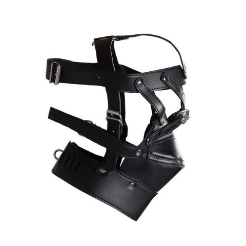 Ouch! Head Harness with Zip-up Mouth and Lock - Black from Nice 'n' Naughty