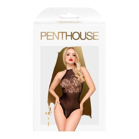 Penthouse Blooming Era Lace Bodysuit with High Neck Black XL from Nice 'n' Naughty