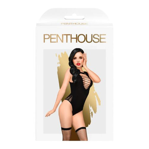 Penthouse Hotter Than Hell Bodysuit with Fishnet Stockings from Nice 'n' Naughty