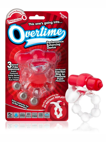 Screaming O Overtime Vibrating Cock Ring Red from Nice 'n' Naughty