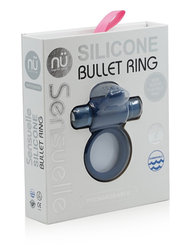 Sensuelle Silicone Bullet Cock Ring Black from Nice 'n' Naughty