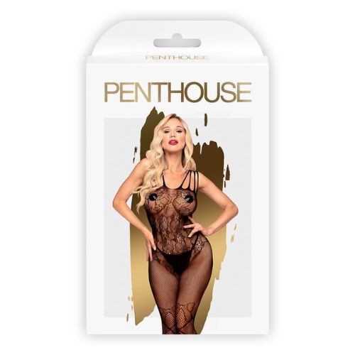 enthouse Dirty Mind Net Bodystocking with Flower Lace and Bow Details Black from Nice 'n' Naughty