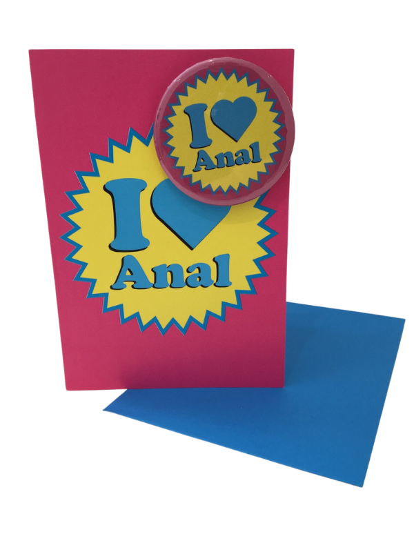 I Heart Anal Greeting Card and Badge
