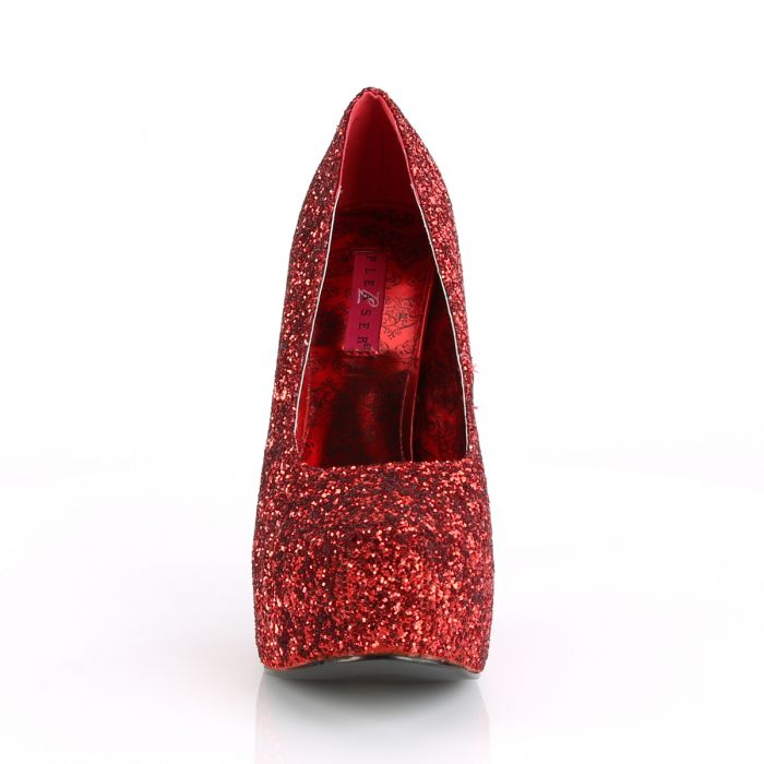 Pleaser TEEZE-06 Red Glitter Shoes